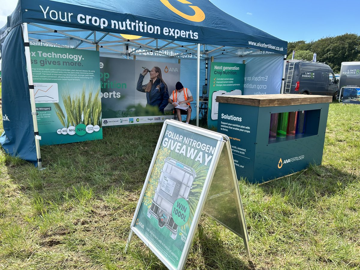 AivaFertiliser's tweet photo. The team has completed the set up for @CerealsEvent 2026. 

Don’t forget to drop by to stand 335 as we host the @BASISRegLtd @NRoSO_Register trail AND sign up for the chance in our giveaway draw for 1000L of Flex Tech foliar Nitrogen. 

10 and 11 June 
📍Diddly Squat Farm https://t.co/bLKtV9qByb