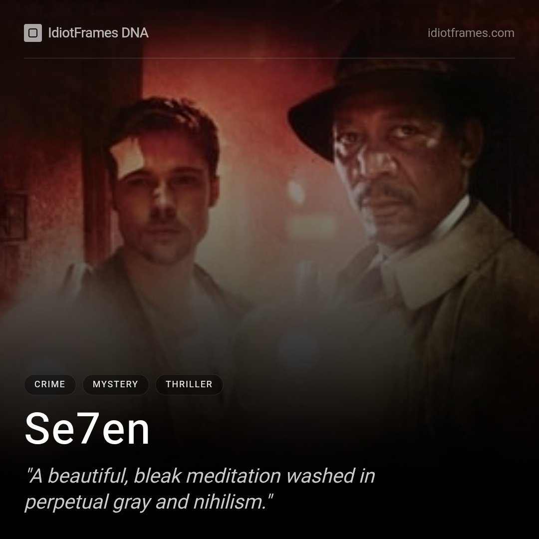 idiotframes's tweet photo. 🎬 In Se7en (1995), the studios wanted to remove the infamous "What's in the box?" ending.

Brad Pitt fought to keep it.

David Fincher refused to change it.

Cinema history was made.

📦 https://t.co/dQwpX7DO9o
