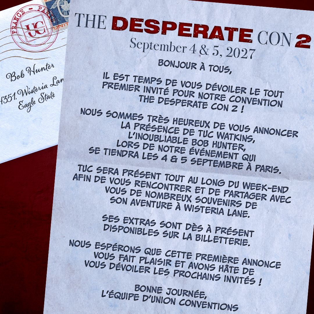 Union_Conv's tweet photo. 🇫🇷The Desperate Con 2 : Tuc Watkins (aka Bob) est notre premier guest ! Ses extra sont déjà disponibles sur la billetterie. 🍎
----
🇺🇸The Desperate Con 2 : Tuc Watkins (aka Bob) is our first guest ! His extra are already available on our ticketing. 🍎

🎟️ : https://t.co/rg1cejT6Mr