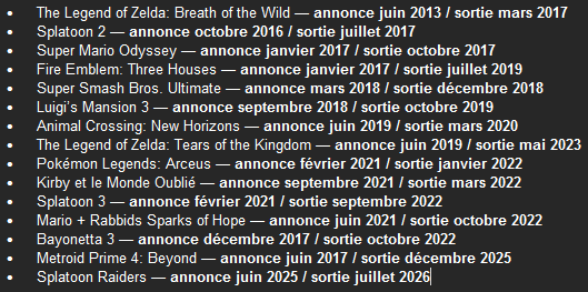 Etey_'s tweet photo. @FabDelcloque Ci-joint la liste des jeux qui ont mit plus de 6 mois avant de sortir et j'en oublie.

La prochaine fois Fab, répond plutôt : "Vous savez, il me semble que Nintendo a changé de stratégie en évitant d'annoncer trop tôt."

À défaut de passer pour un énième tweetos méprisant. https://t.co/EPV5IuqJ8k