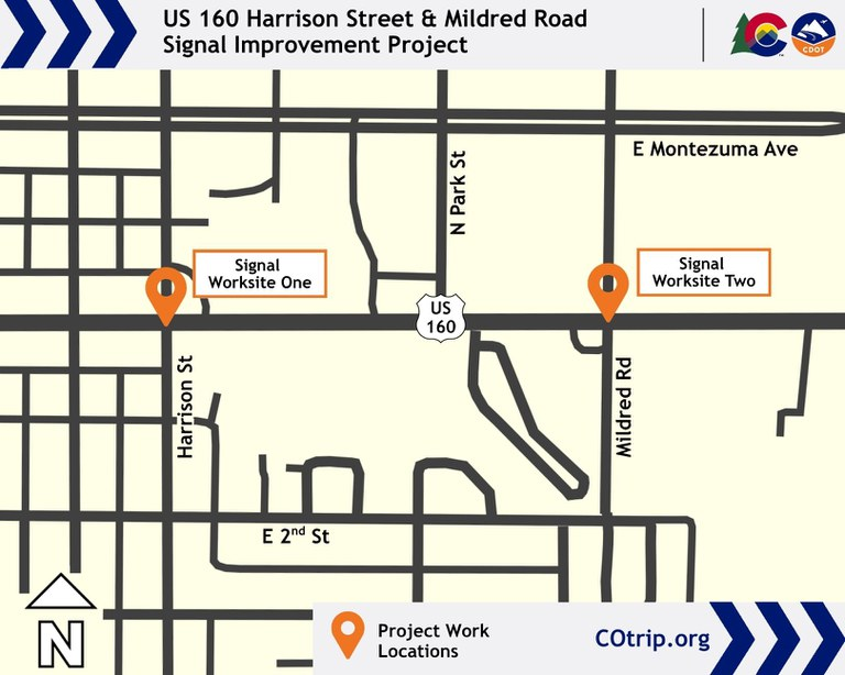 ColoradoDOT's tweet photo. #CDOT #News: Two intersections along #US160 Main Street in Cortez will see upgrades to signals. Mildred Road and Harrison Street are scheduled for intersection improvements.
📰https://t.co/uHTzOFTUdK
#KnowBeforeYouGo #SlowfortheConeZone https://t.co/ONTKzmsxym