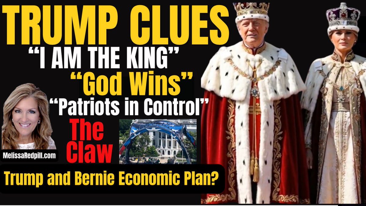 MelissaRedpill's tweet photo. Here's TRUMP CLUES in case you missed it!
I am the King, God Wins, Patriots in Control, THE CLAW, Is Trump for Socialism?

YOUTUBE https://t.co/AfvLzkLTJn

RUMBLE https://t.co/aDP4VeqGdT https://t.co/sHhaUE164J