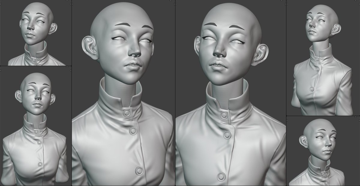 BraineyBites's tweet photo. Almost there, Hair &amp; Texturing left 

🛠️ W.I.P — Stylized character sculpt in progress!
Still learning, doing my best &amp; hoping it turns out well 🤞
🎥 Video coming soon — stay tuned!
📌 Link in comments when live.

#3DArt #ZBrush #WIP #3DModeling #DigitalArt https://t.co/9pP05xk22u