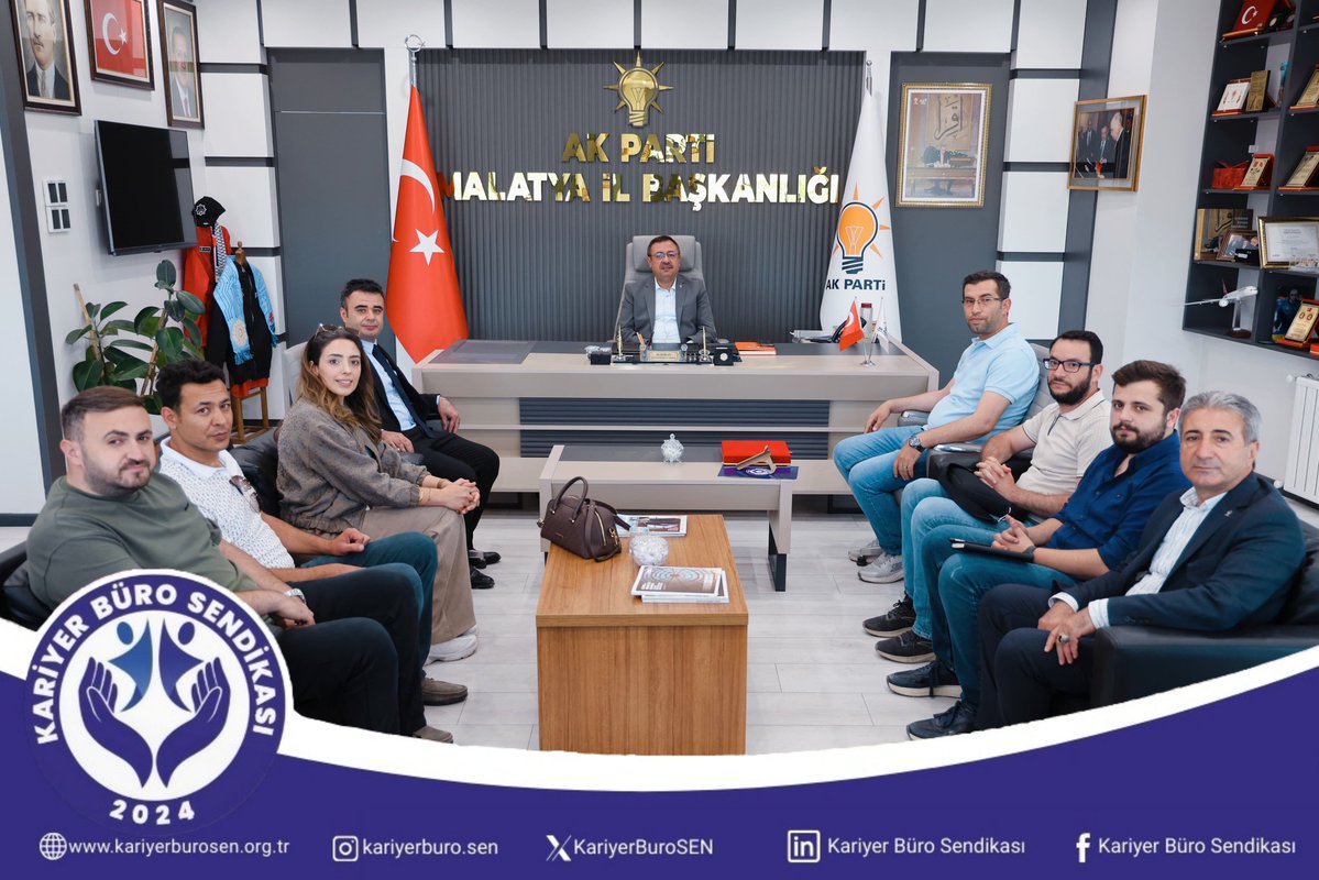 KariyerBuroSEN's tweet photo. Kariyer Büro Sendikası Doğu ve Güneydoğu Anadolu Şube Başkanı Sayın Mustafa GERÇEK ve Yönetim Kurulu Üyeleri tarafından, AK Parti Malatya İl Başkanı Sayın Ali BAKAN’a makamında ziyaret gerçekleştirilmiştir.

Gerçekleştirilen görüşmede; taşrada görev yapan kariyer meslek mensuplarının yaşadığı sorunlar, ücret adaletsizlikleri ve özlük haklarına ilişkin talepleri dile getirilmiştir. Kariyer meslek mensuplarının hak ettikleri ekonomik ve mesleki koşullara kavuşabilmeleri amacıyla sendikamız tarafından yürütülen çalışmalar hakkında bilgi verilmiş, çözüm önerilerimiz paylaşılmıştır.

Nazik kabulleri ve misafirperverlikleri dolayısıyla @AliBakantr ’a teşekkür ederiz.

#KariyerBüroSendikası
#KariyerBüroSen