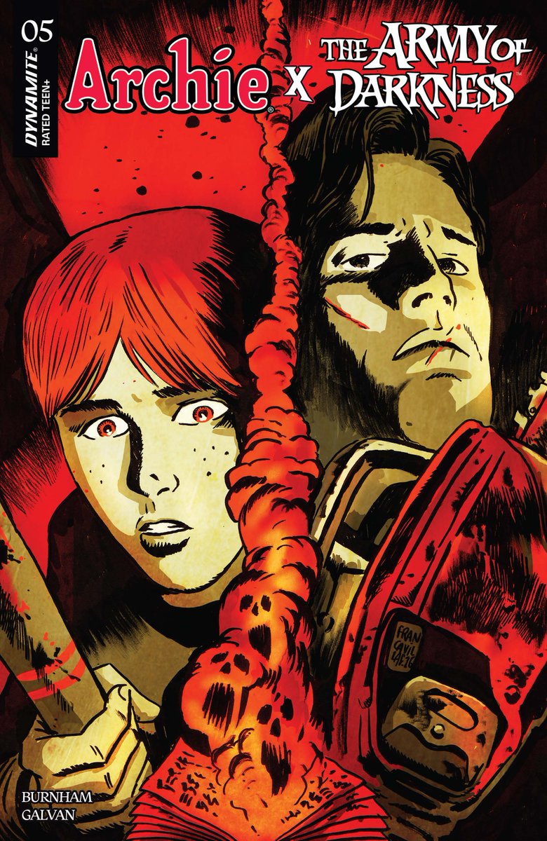 DynamiteComics's tweet photo. In stores this week, Archie X Army of Darkness #5 with covers by Francesco Francavilla, Bill Galvan, Laura Braga, Craig Cermak and Stuart Sayger.

#Archie #armyofdarkness #erikburnham #billgalvan #stuartsayger #laurabraga #lucioparrillo #craigcermak #francescofrancavilla

https://t.co/oYB23zFP5Y