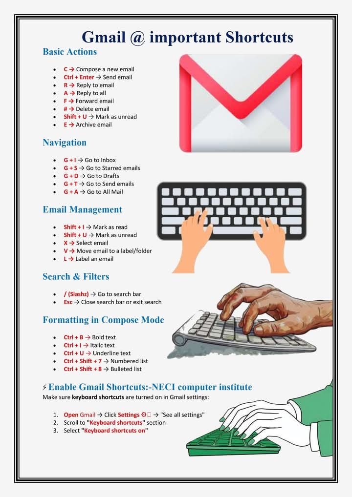 RidiTechAI's tweet photo. Gmail important shortcuts https://t.co/GgBY33FOVV