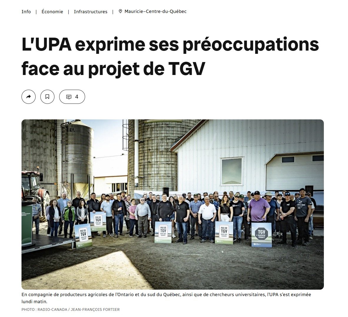 WillFradetteLSJ's tweet photo. Gouverner de manière responsable, surtout, c’est refuser qu’un projet d’infrastructure serve d’abord d’outil de centralisation avant de répondre à un besoin logistique réel. Avant de prêter main-forte à un mégaprojet aussi controversé, dont l’utilité réelle, le tracé et les coûts font déjà l’objet de vives contestations, nous devons regarder la réalité de notre propre réseau et de ses besoins. Le Parti Québécois, à nouveau, démontre ce que c’est d’être responsable avec les fonds publics. dans le respect de celles et ceux qui font vivre nos régions et garnissent notre garde-manger. 

Près de soixante ans après l’expropriation massive et injustifiée des terres sur lesquelles reposent l'aéroport de Mirabel, les mêmes mécanismes opaques et centralisateurs de la machine fédérale se remettent en branle pour imposer dans l'empressement une décision politique à des dizaines de collectivités, le tout, sans prendre en compte leur avis et contre de leurs intérêts en matière de transport. 

En ce sens, l’inscription du TGV au Bureau des grands projets du gouvernement fédéral et les modifications législatives qui accéléreront la Loi sur l’expropriation, démontrent clairement la volonté d'imposer un tracé unilatéralement. Pire, cette approche court-circuite les processus d’évaluation du Québec et suscite une inquiétude légitime chez nos producteurs agricoles, dont les terres risquent d'être morcelées. Le développement durable et responsable, c'est de procédé avec diligence et dans le respect de celles et ceux qui font vivre nos régions et garnissent notre garde-manger. 

Gouverner de manière responsable, surtout, c’est refuser qu'un projet d'infrastructure serve d'abord d'outil de centralisation avant de répondre à un besoin logistique réel. Avant de prêter main-forte à un mégaprojet aussi controversé, dont l'utilité réelle, le tracé et les coûts font déjà l'objet de vives contestations, nous devons regarder la réalité de notre propre réseau et de ses besoins. Le Parti Québécois, à nouveau, démontre ce que c'est d'être responsable avec les fonds publics.