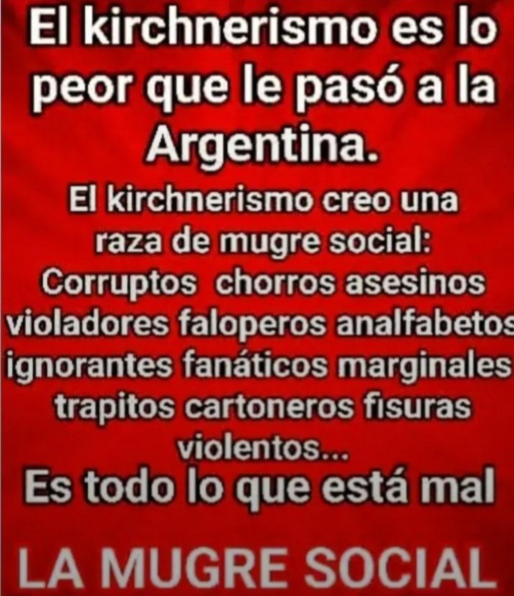 GonzalodeSousaG's tweet photo. @MariaTodaro13 @TongaArgento71 Eso pasa solo en LOS SUEÑOS HUMEDOS de ustedes #torpes K...
#novuelvenmas (nunca más).
" La Argentina inteligente se despertó ✨💪🏻🇦🇷.
(Sin piedad contra el Kirchnerismo en las elecciones del '27). https://t.co/DWiFULRvVk