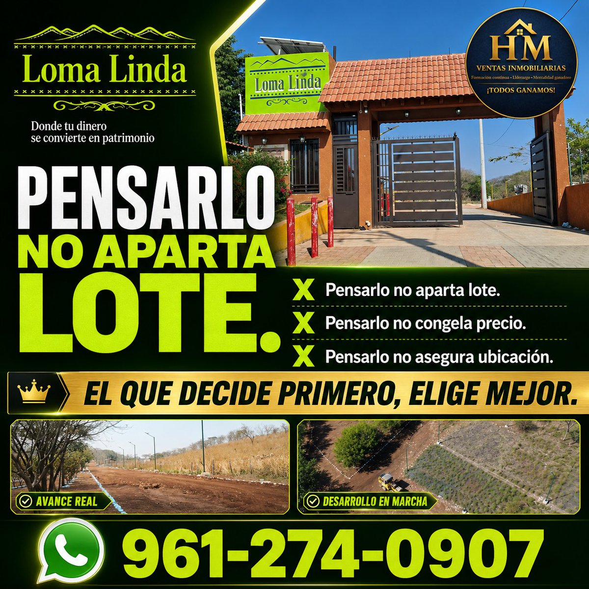 ColmenaresCruz's tweet photo. Buscamos compradores decididos para terrenos en Loma Linda, El Jobo, Tuxtla.

Si ya estás listo para invertir en tierra, construir patrimonio y elegir buena ubicación, agenda tu visita hoy.

El que decide primero, elige mejor
📱 961-274-0907

#ElJoboTuxtla #LotesEnPagos #Terrenos https://t.co/UaxOG5bXnx