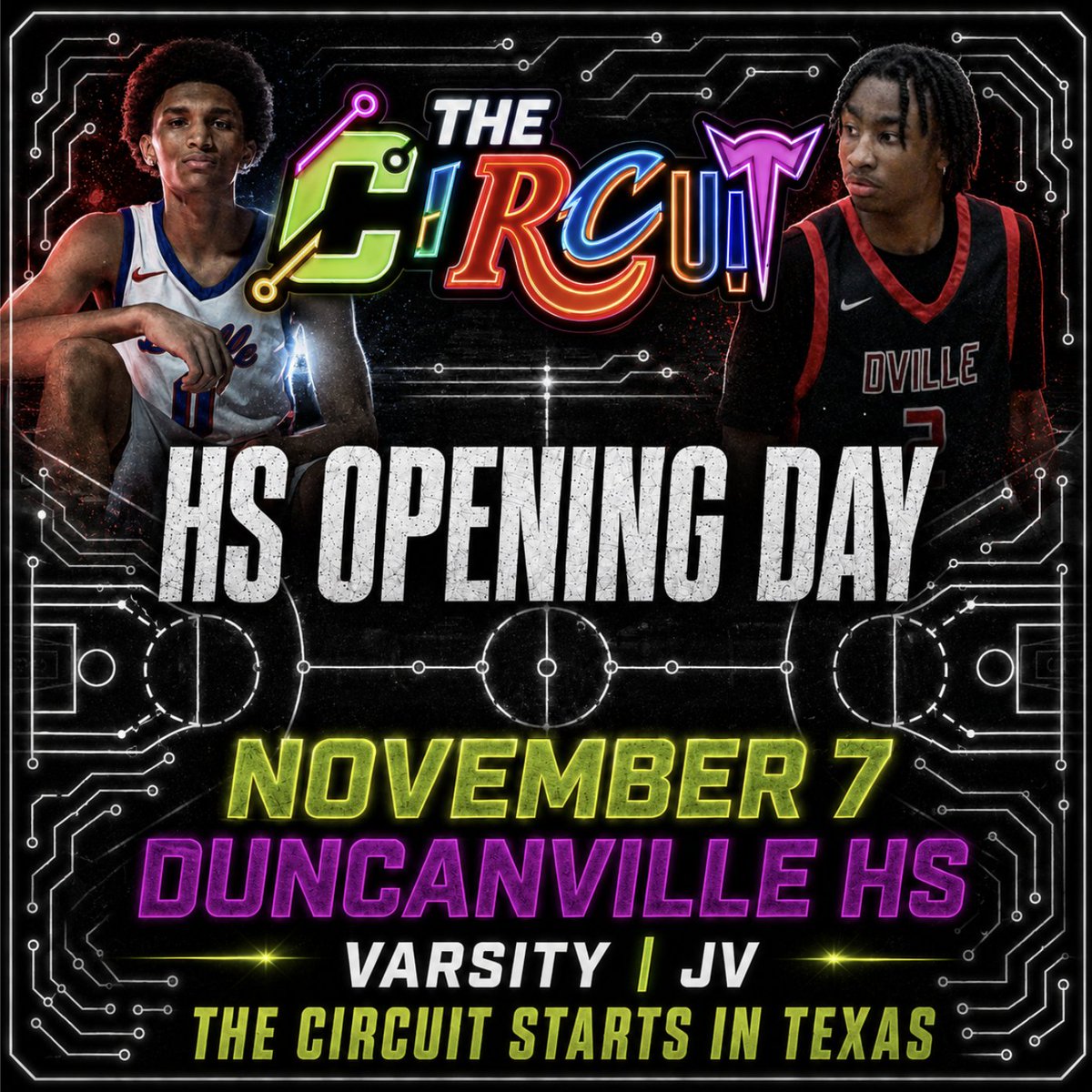 TheCircuit's tweet photo. Introducing The Circuit's HS Opening Day 🎬

The High School circuit tips off in Dallas with some of the nation's best teams 💯

🗓️ November 7
📍 Duncanville HS
🆚 Prep | Varsity | JV
🏀 Boys | Girls
📺 Live Stream
📝 National Media

Secure your spot ⤵️
https://t.co/kaKdZ8Tj5O https://t.co/zl7zrcWYlW