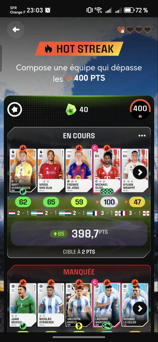 GaAZz7's tweet photo. @soraresupport @Sorare @sorare un geste pour l'erreur de scoring qui me fait louper les 400 points !? https://t.co/FK80NoIkrv