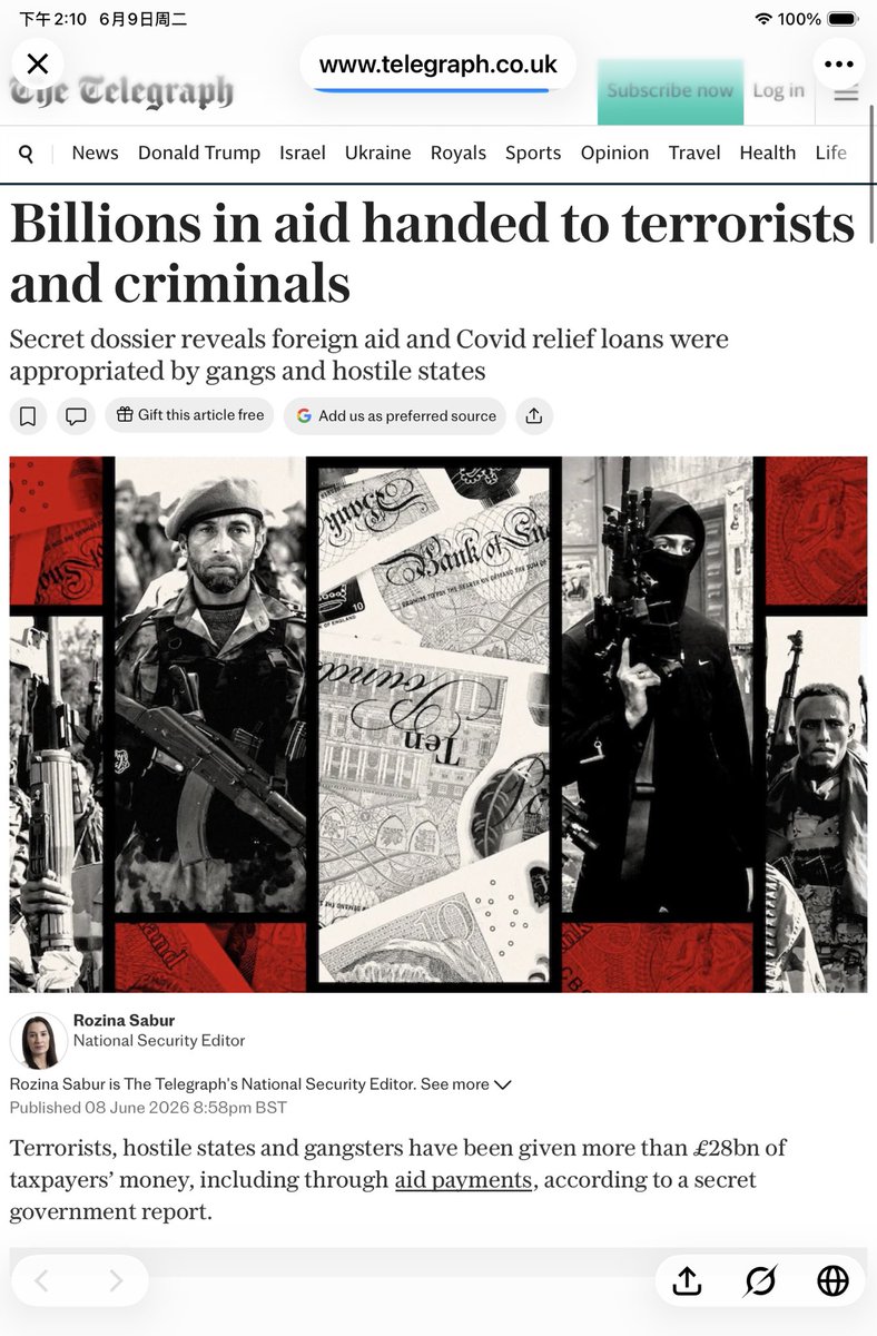 Baoliaogeming64's tweet photo. 🚨 震惊！英国政府竟向伊斯兰国（ISIS）恐怖分子支付巨款，然后偷偷埋葬了证据！
一份英国内阁办公室的秘密档案揭露：2015-2021年间，纳税人280亿英镑的钱，通过各种渠道流向恐怖分子、俄罗斯关联企业以及犯罪团伙！
•  新冠救济贷款落入ISIS战士手中
•  反恐拨款竟资助了极端分子
•  外国援助被敌对国家截获
这份2023年委托编制的报告，被故意封存，只为避免政治尴尬！
更可怕的是：这是跨多届政府、多个项目的系统性失败，他们明明知道，却视而不见多年！
来源：The Telegraph（记者Lucas、Oliver）
英国纳税人的血汗钱就这样喂了恐怖分子？这个政府真的是烂透了！🇬🇧