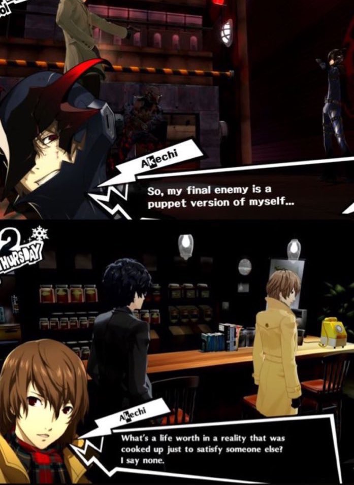 MaplePeache's tweet photo. his resolve to never be used by someone like the way he was used by his father is SUCH good writing. Akechi is truly a compelling character https://t.co/ZwQOg9nGNp