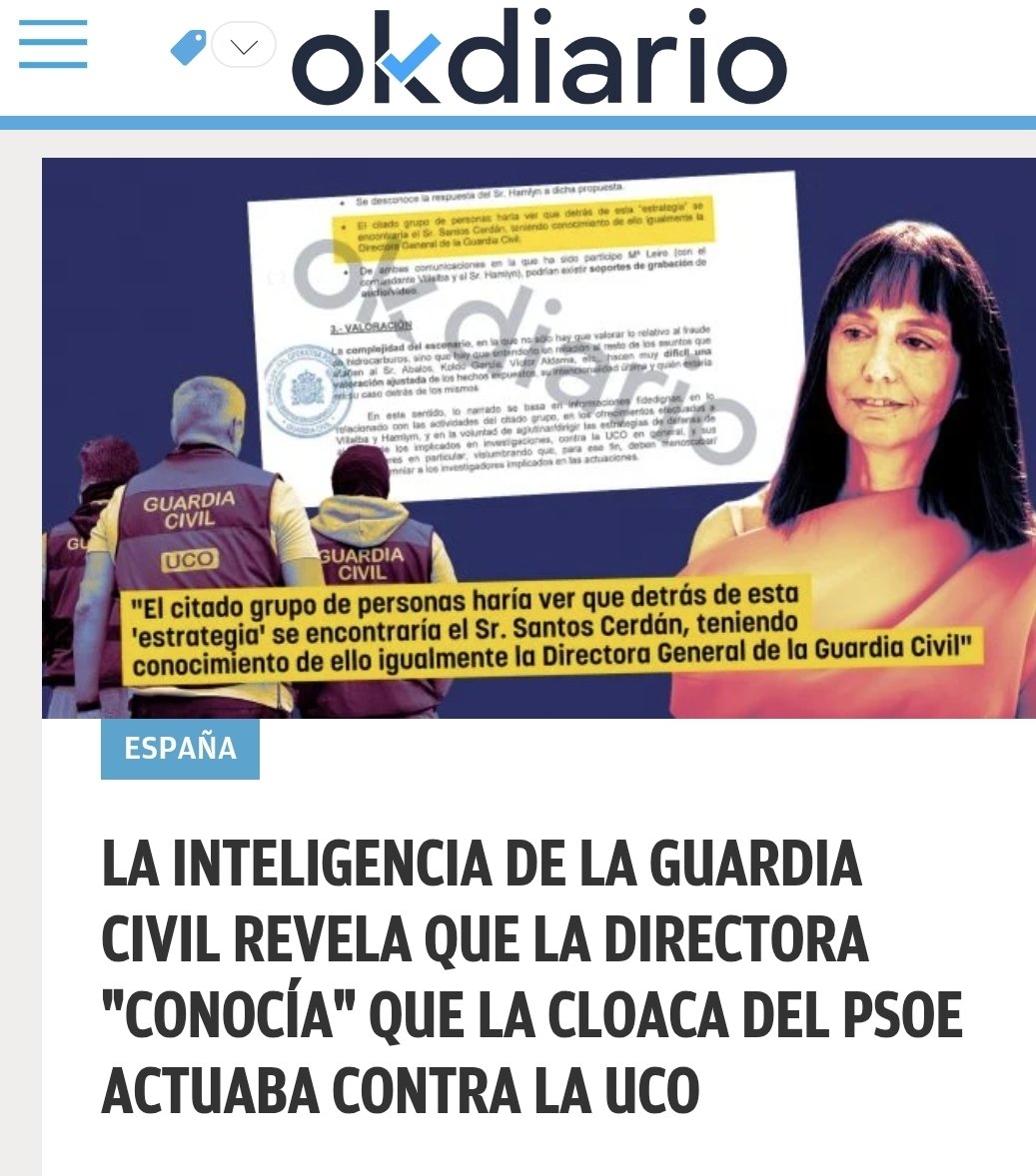 criaturina's tweet photo. LAS CLOACAS DEL PSOE 

📢 EL ESCÁNDALO BAÑA A LA GUARDIA CIVIL 

‼️‼️ La Inteligencia de la Guardia Civil revela que la directora «conocía» que la cloaca del PSOE actuaba contra la UCO.

 https://t.co/GL0vBLOqpu https://t.co/UEbSp0Dqf5