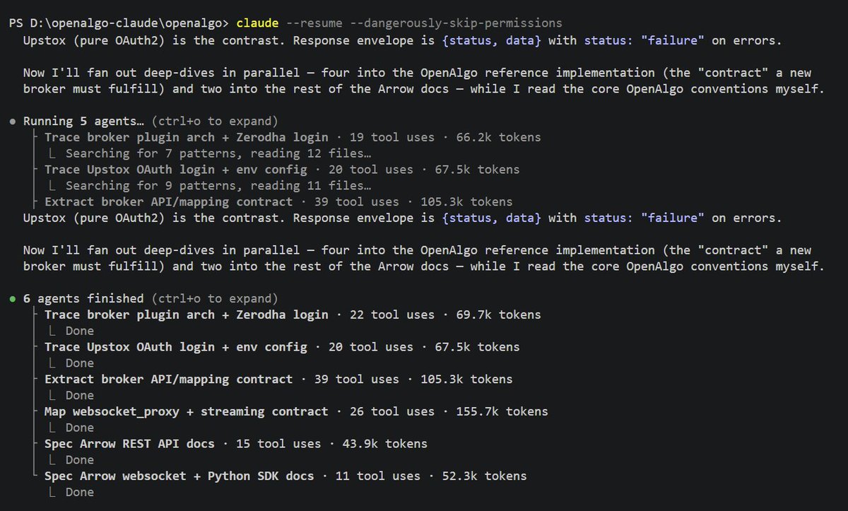 marketcallsHQ's tweet photo. Integrating https://t.co/gDKO0Fdl8V using Claude Fable 5. It is all about Fable 5 is effortlessly spinning Multi Agents , Multi tools to Explore, Find patterns and Build things.

At this rate probably https://t.co/k1DjS6vK2U will be done in another 1-2 hours cutting down the time from 1 week of build time using AI.
