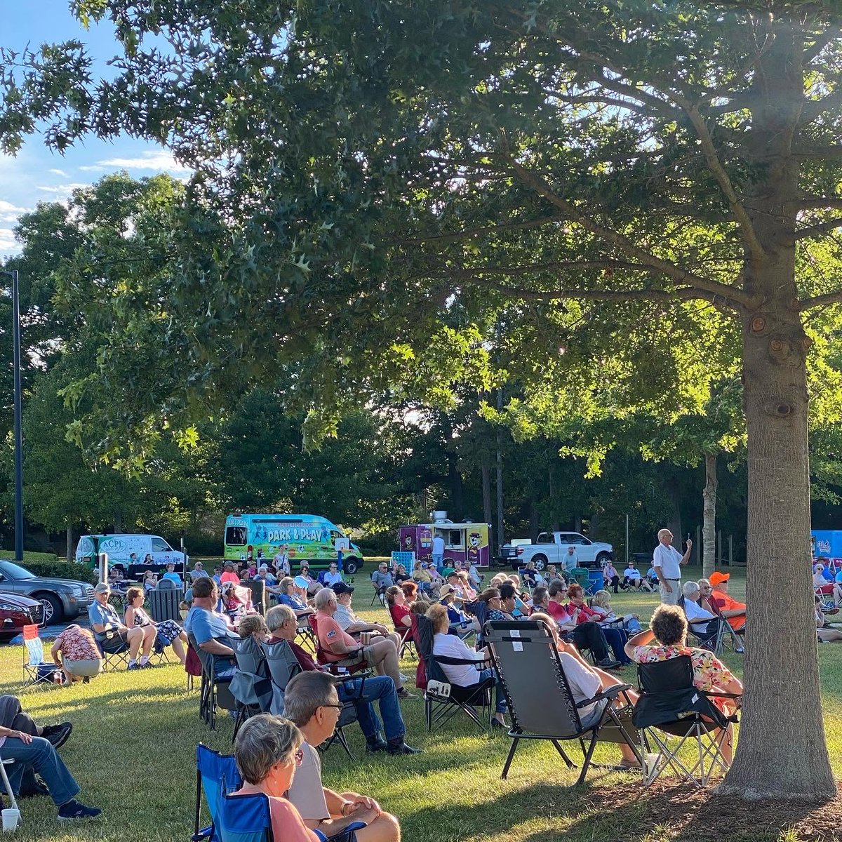 GrahamRecNC's tweet photo. Make the most of your summer staycation with live music, fresh air, and unforgettable evenings outdoors! The 2026 Thursdays at Seven and Musical Chairs Concert Series band lineups are now available online at https://t.co/v7oI5UE2Km. https://t.co/YOvHAUeNDK