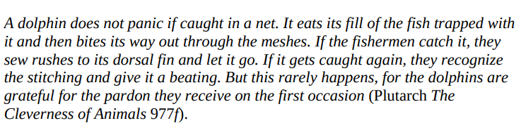 lefineder's tweet photo. Plutarch, on the wisdom of dolphins: https://t.co/KausXm5XpE