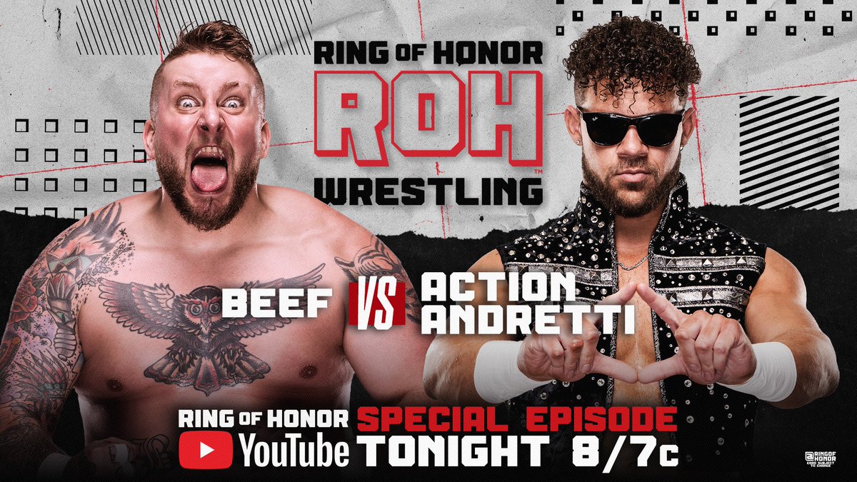 ROHFanFrance's tweet photo. 🔥 De retour sur un ring de la #ROH, @BEEFTCB affronte @ActionAndretti !
Andretti reste sur une belle série de victoires à la ROH et compte bien poursuivre sur sa lancée. 💥
📺 Regardez cet épisode spécial de #ROHTV sur YouTube !!!! #watchROH https://t.co/wTr39bFb0M