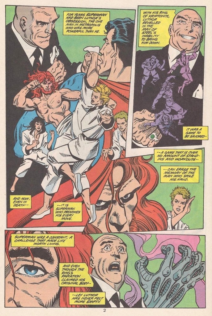 CaseyBookAuthor's tweet photo. This is how Lex looked in the original Death of Superman comic run btw. So it makes sense he’d have a similar look in a movie that adapts the same final arc. 

If you’re going to complain about comic accuracy, you should read the comics. https://t.co/a3rIB97HxK
