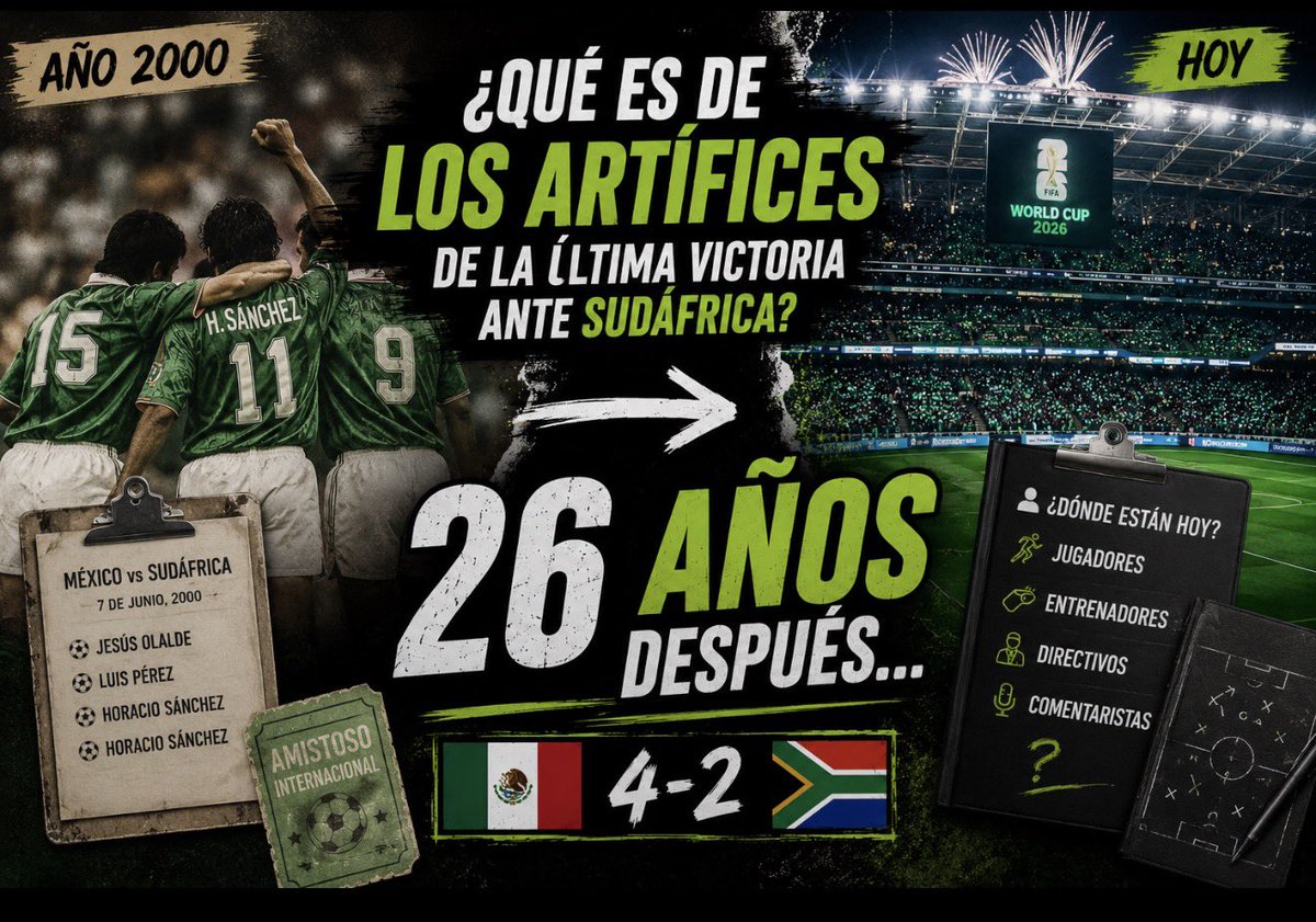 FutbolConCharly's tweet photo. 📹 | #SeleccionMexicana: ¿Qué ha sido de los artífices del último triunfo del Tri ante #Sudafrifa tras 26 años?

https://t.co/I4rfm4pnNM

#Mundial2026 #MexicoVsSudafrics https://t.co/rdeNktBwW0