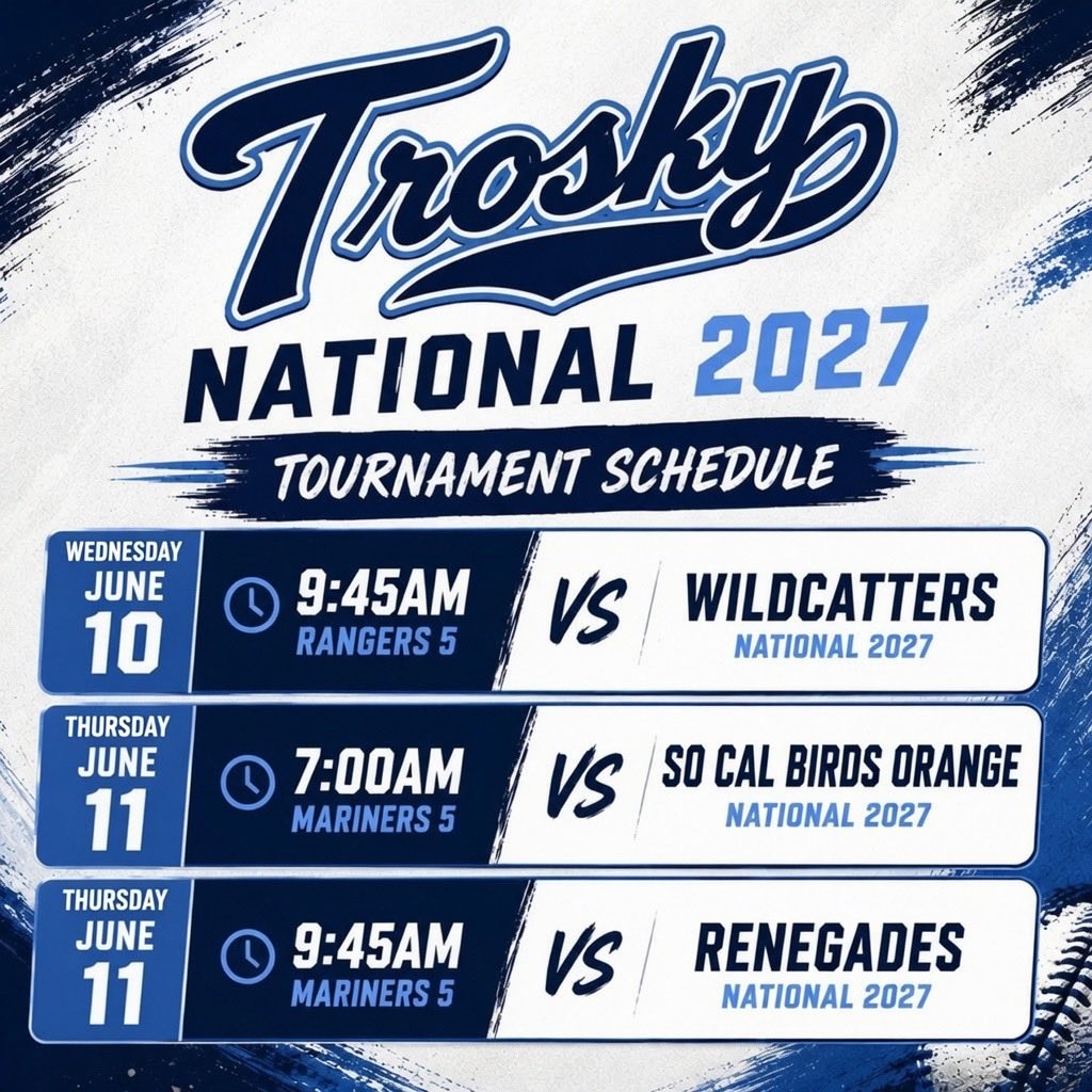 colecheatham7's tweet photo. This is my schedule this week for the USA West Championships in AZ with @TroskyTeams National. I will be pitching game 1 tomorrow. @dranderson74 https://t.co/tTQkDkFim1