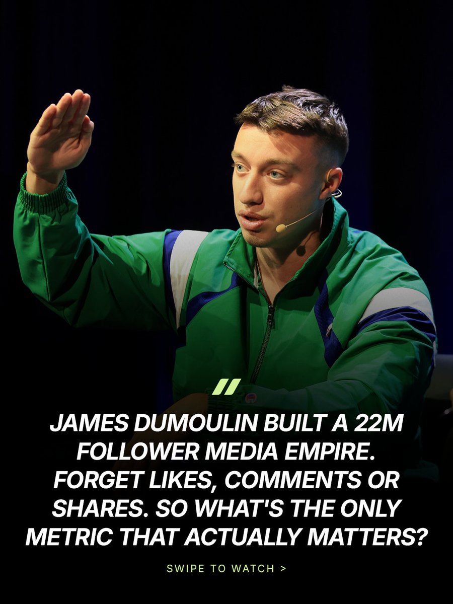 Divotdotorg's tweet photo. likes don't matter. comments don't matter. shares don't matter.

James Dumoulin (@tvmjames) built School of Hard Knocks to 22M followers by obsessing over one thing: watch time. and it all starts in the first three seconds.

live from the @StartupGrind mainstage w/ @DerekjAndersen. full ep in the replies.