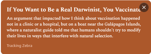 AIngemarson's tweet photo. Excellent article by Dr. Amesh Adalja (@AmeshAA):
If You Want to Be a Real Darwinist, You Vaccinate https://t.co/ag5niaVxgR https://t.co/AeVi6zvYAi