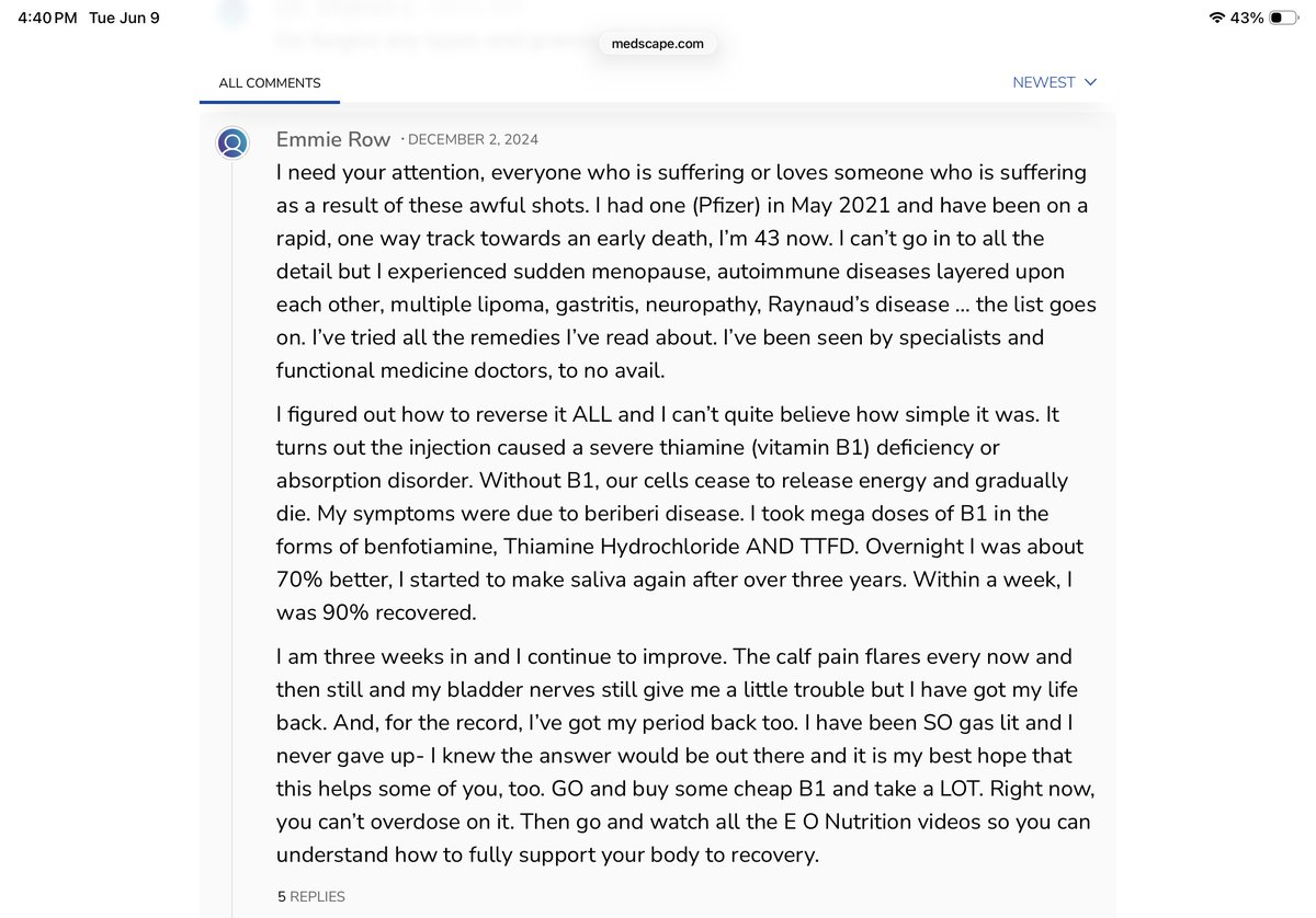 allotati's tweet photo. “It turns out the injection caused a severe thiamine (vitamin B1) deficiency or absorption disorder. Without B1, our cells cease to release energy and gradually die.” https://t.co/MiKd20kort https://t.co/P55HauUsy3