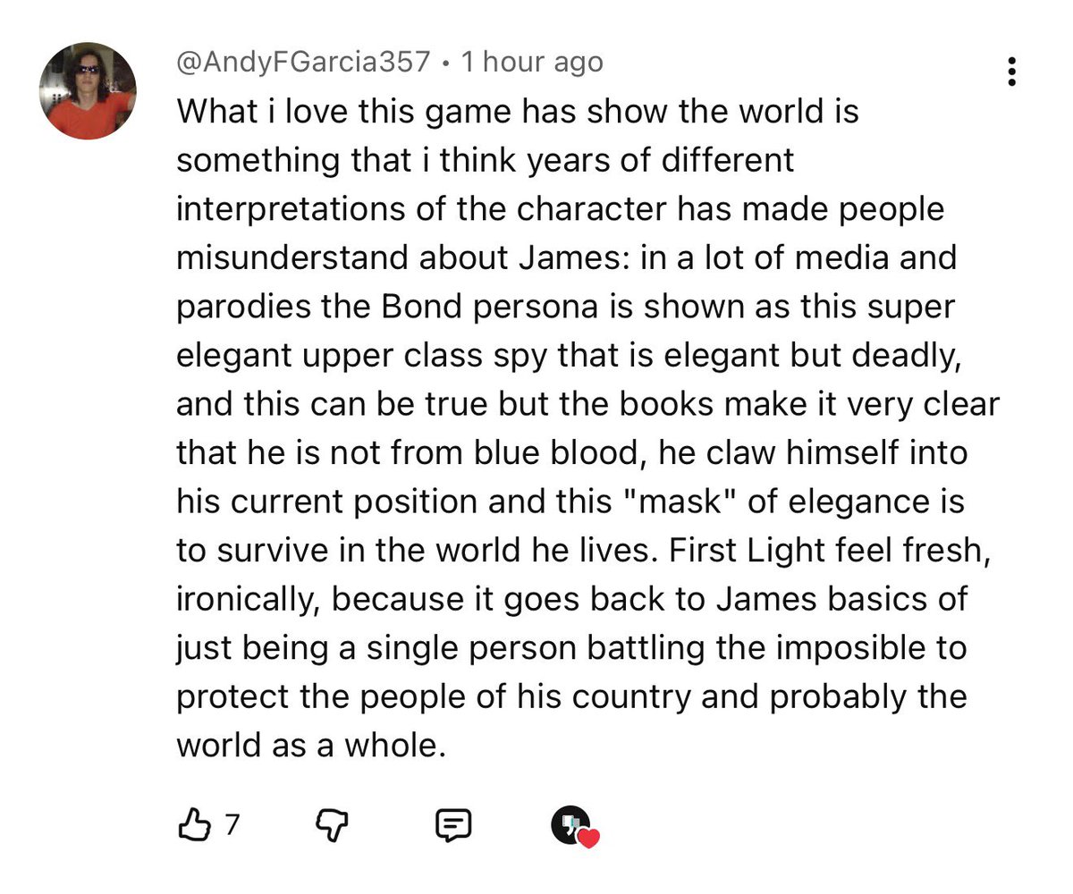 griffschiller's tweet photo. It's comments like these that show the impact and importance of #007FirstLight. This game is introducing Bond to a whole new generation of fans, and because IOI deeply understands the character, they're falling in love with the very attributes that have allowed Bond to endure for 60+ years. This is how you maintain a brand and attract newcomers to ensure its endurance. So cool. Brings me much joy as a Bond fan!