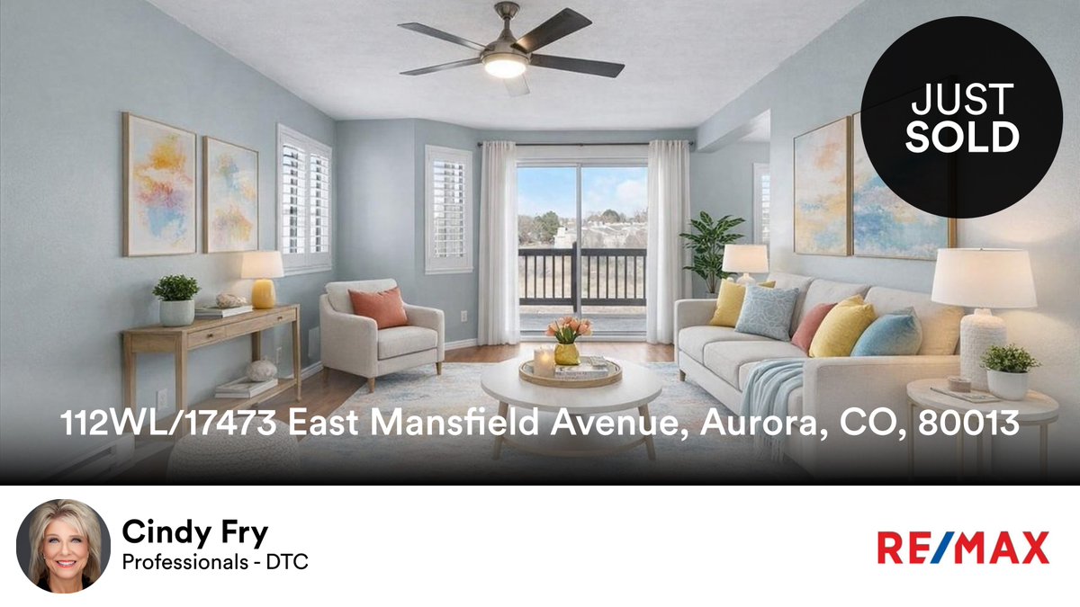 cfrydry's tweet photo. 🛌 1 🛀 1 🚘 1
📍 112WL/17473 East Mansfield Avenue, Aurora, CO, 80013

My latest sale on RateMyAgent.
CO EA40017869
https://t.co/5Y8a0C6ADm

...
#ratemyagent #realestate https://t.co/zMTZpSwoGg
