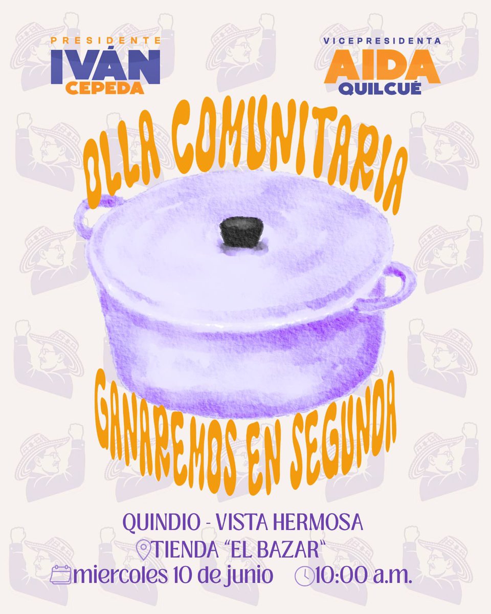 progresitasbol's tweet photo. ¡Olla Comunitaria en el barrio Quindío (Vistahermosa)! 🍲🔥

La Ruta de la Vida se traslada al territorio para compartir la palabra, la alegría y un buen sancocho con la comunidad. El punto de encuentro será en la Tienda El Bazar a las 10:00 a.m. https://t.co/NHPLqsBq7w