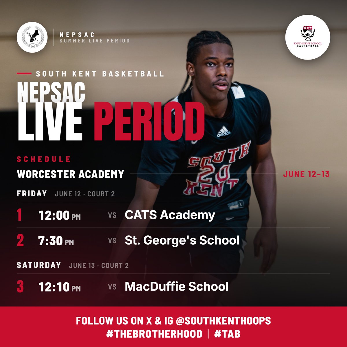 SouthKentHoops's tweet photo. Headed to Worcester Academy June 12–13 to compete against some of the best in New England. Grateful for the opportunity — and fired up to see this group come together for the first time. The journey starts now.

College coaches, come see us. #THEBROTHERHOOD | #TAB https://t.co/xQfI8tUSUo