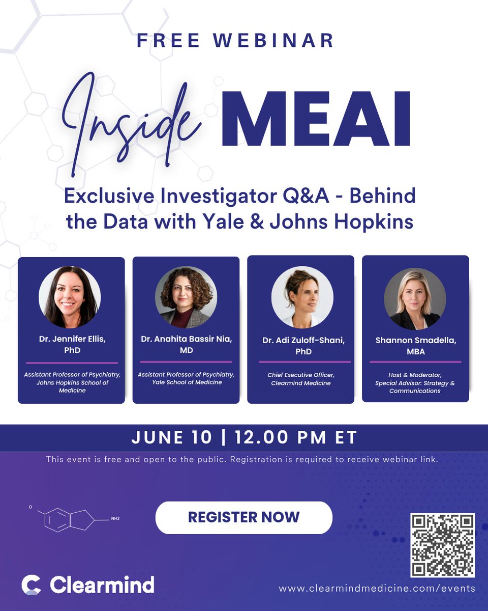 anahitabassir's tweet photo. We will discuss findings and lessons learned from our ongoing first-in-human clinical trial of MEAI in healthy participants and individuals with alcohol use disorder.

@YaleABNLab
@YalePsych https://t.co/U6RRfCXE7y
