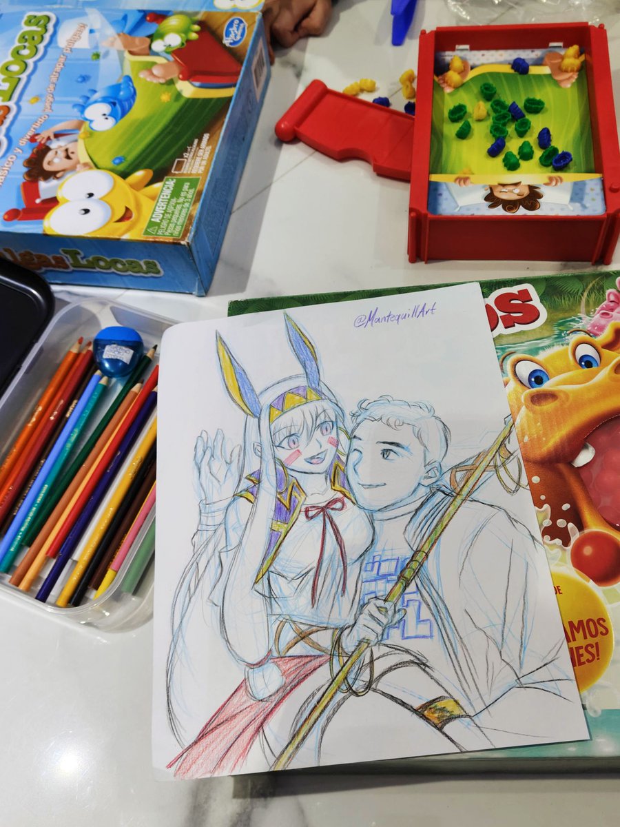 MantequillArt's tweet photo. "Comissioned Arts"🎨✍️✨
I didn't have my materials with me that day, so I improvised with the school color supplies the children I was caring for had on hand. I quickly sketched this because I needed to work and they were eager to continue playing.
#fgo #nitocris https://t.co/JrV1ZWNq9q