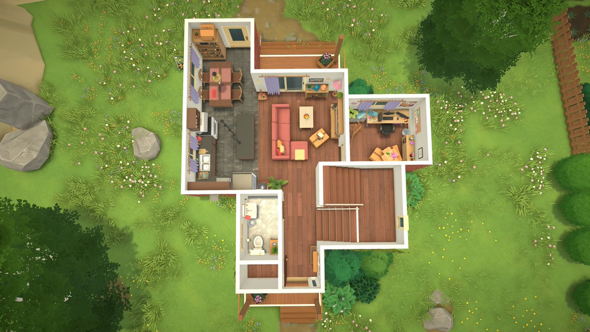 ParalivesGame's tweet photo. we’ve recreated the @UnpackingALife house in Paralives for our collab trailer (˶ᵔ ᵕ ᵔ˶) get our Steam bundle out now! https://t.co/qN92MCWghj