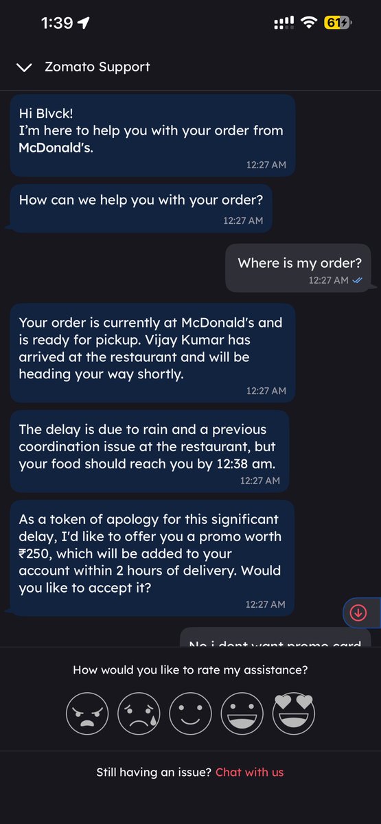 UTDkalij's tweet photo. Extremely disappointed with my experience at McDonald’s Sector 14 Dwarka.

I placed an order through Zomato at around 11:00 PM. The order was accepted, and I was charged in advance. After payment, continue reading.. https://t.co/EFo37MJOFD