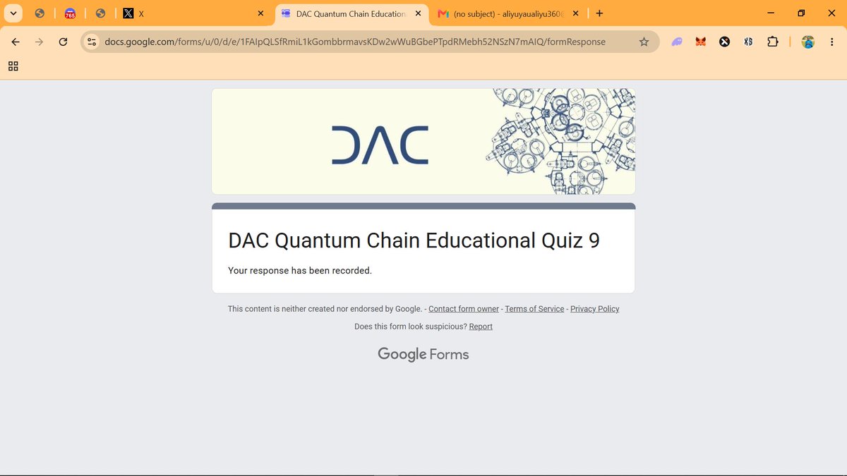 OXAliyu's tweet photo. Latest Update on @dac_chain

DAC Quantum Chain Educational Quiz 9  

DAC Quiz 9 is Now Open!   

Quiz Link below: https://t.co/mwP6wav72v 

Answers:
1. B 
2. C
3. B
4. B
5. D 
6. A
7. C  

All participants will be rewarded with 30 Energy Points members who get all the questions correct will get extra 10 Points.  

If you don't know how to copy your Discord UID
1. Go-to Advance on your Discord 
2. First on Developer mode. 
3. Now send a message in discord
4. Click on your name. 
5. Click the 3 dot icon up. 
6. Click on copy UID  

Fill and submit fast.  
Make sure to submit your Discord username and Discord ID.  

Disclaimer; This is not a paid promotion