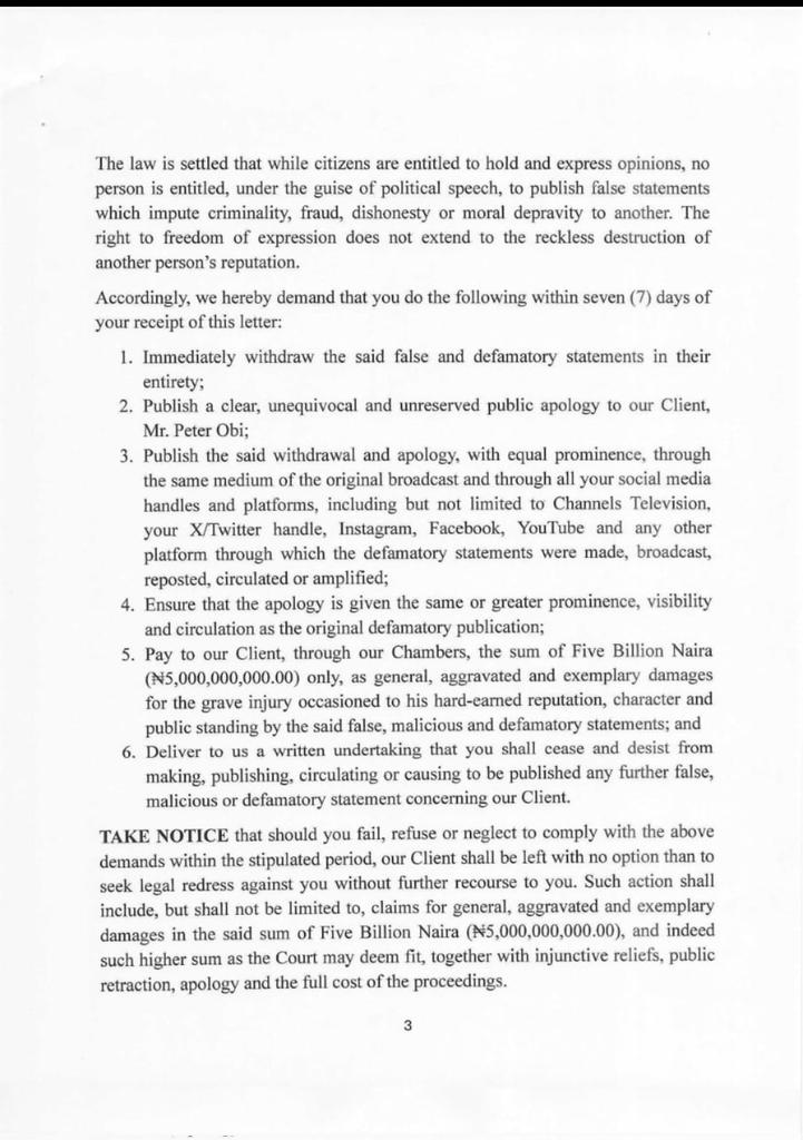 yeripros's tweet photo. BREAKING: 
Barr. @realkenokonkwo in hot waters as he risks court action if he ignores this letter of demand for immediate withdrawal of false, malicious and defamatory statement he (Kenneth Okonkwo) made against Mr. Peter Obi. https://t.co/ewJt6GE7Wb