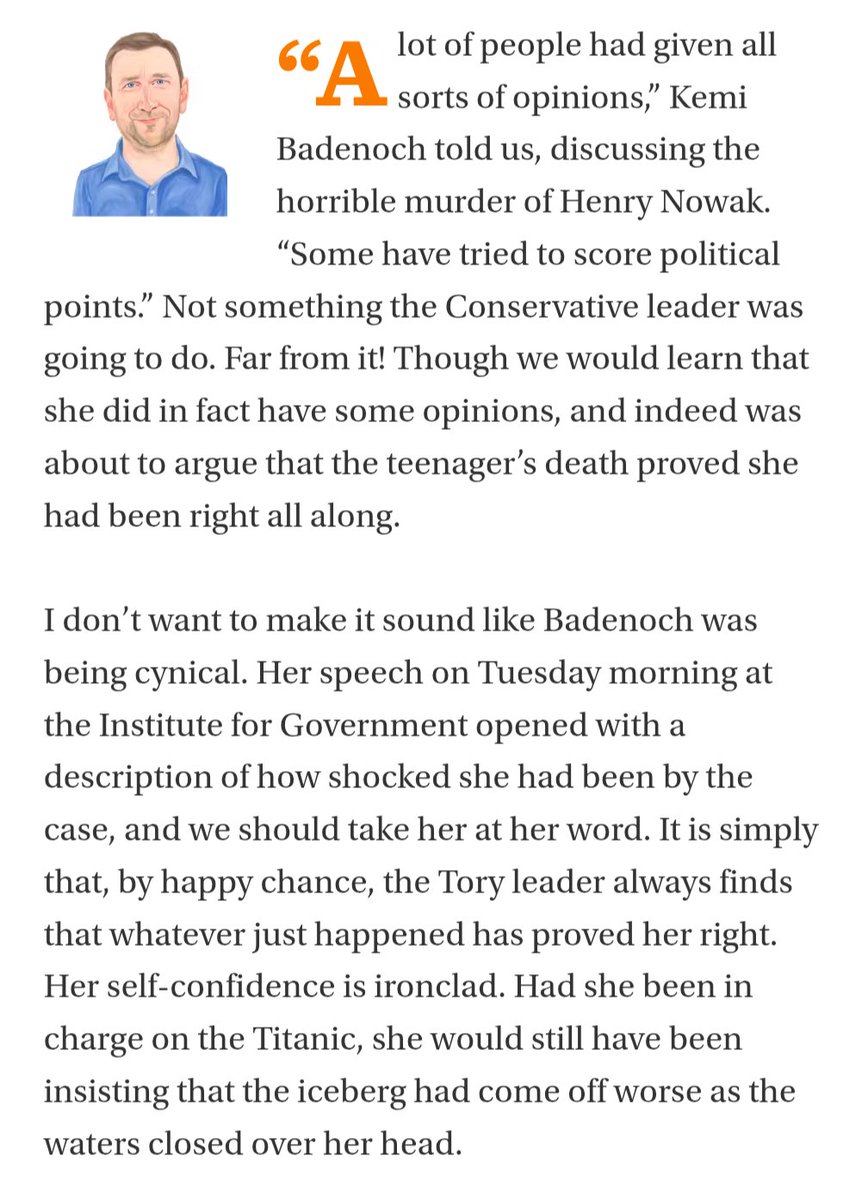RobDotHutton's tweet photo. Kemi: Incapable of Being Wrong. My SKETCH of the Tory leader cursed to always be right. https://t.co/RU1x4C3TlI https://t.co/NhZJ1V1y7u