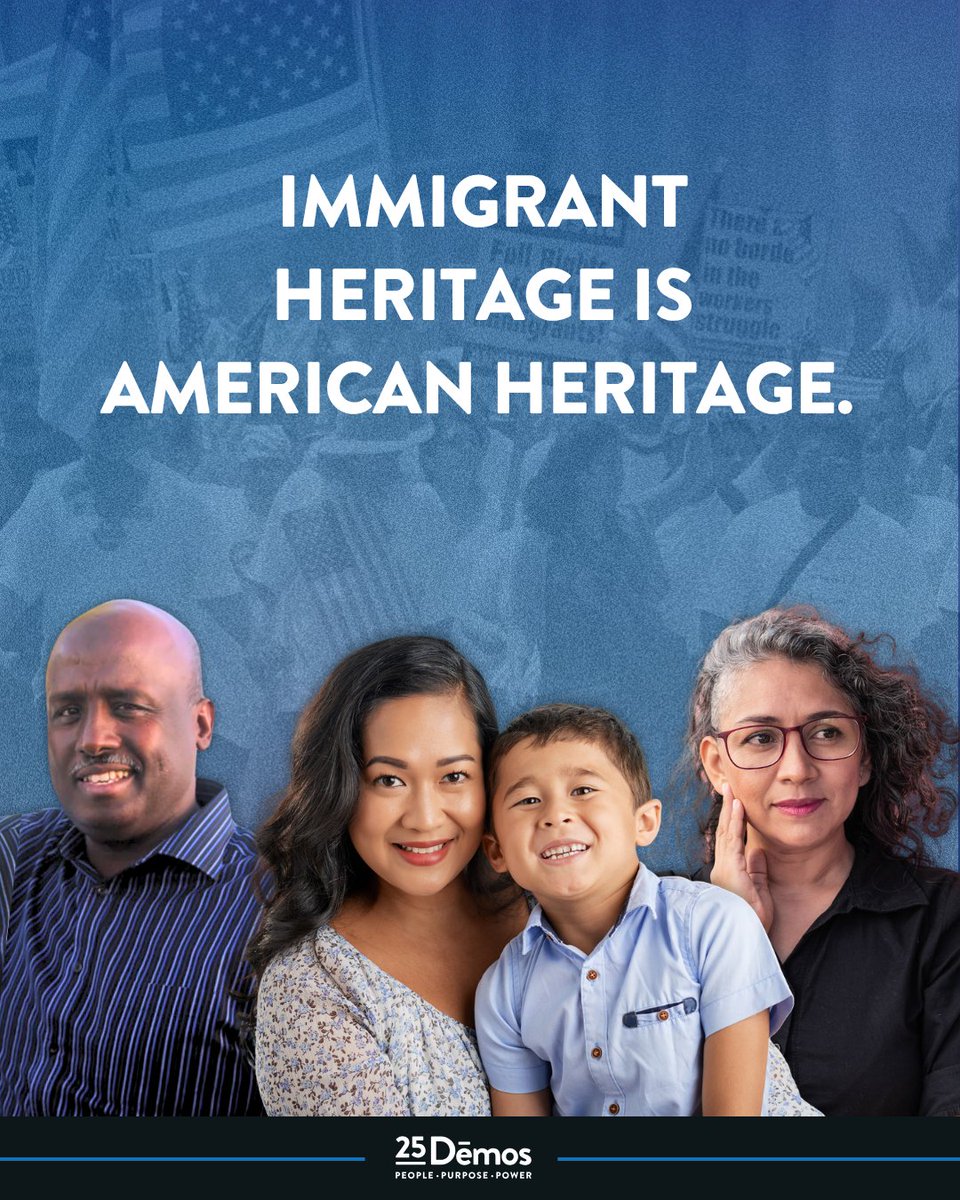 Demos_Org's tweet photo. Immigrants are not guests in our country's story—they're part of its foundation, present, and future.

Amid violent attacks against their communities, we must honor and defend the generations of immigrants whose dreams and courage have shaped us. #ImmigrantHeritageMonth https://t.co/lWSo3s0Bdg