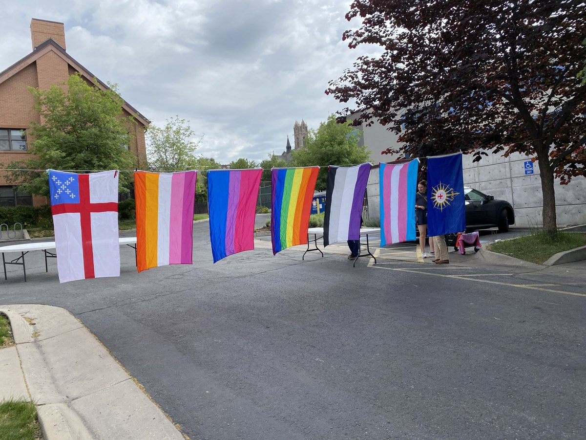 stmarksslc's tweet photo. What a fun time we all had at Pride! Thanks to all those who visited us for water, snacks, conversation, and our first ever Pride organ recital! We hope we'll see you again next year; until then, remember that God Loves You- NO Exceptions. https://t.co/0fK5h9JIOG