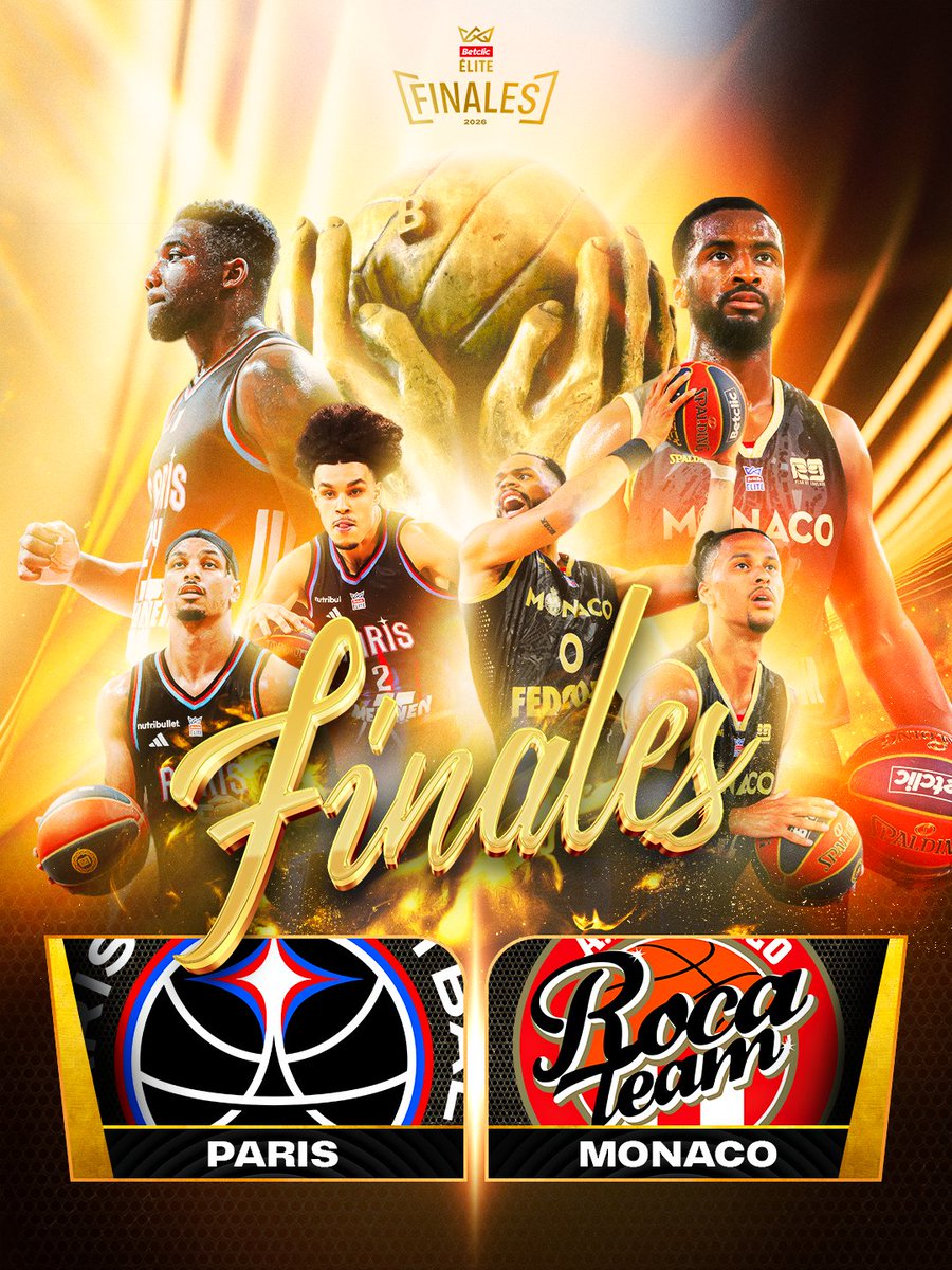 Betclic_ELITE's tweet photo. Trois finales d’affilée, une rivalité devenue classique !
@ParisBasketball et @ASMonaco_Basket s’affrontent une nouvelle fois pour le titre 🏆

Dimanche à 17h, le Match 1 ouvre le dernier chapitre de la saison ⚔️

#BetclicElite #Basketball #Finales https://t.co/CsBEwrdVAU