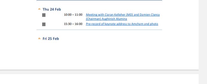realLangerDan's tweet photo. 🚨The official Diary of then Taoiseach (Prime Minister) Leo Varadkar on 24 February 2022 shows a meeting with Aughinish Alumina management at 10:00

This is 7 Hours after Putin commenced his war on Ukraine. 

This is interesting. https://t.co/1xQm9nJuqB