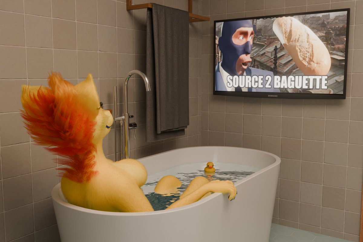 Fubsily's tweet photo. Sam taking a lovely bath. 🛁🫧 https://t.co/AdLITePQD5