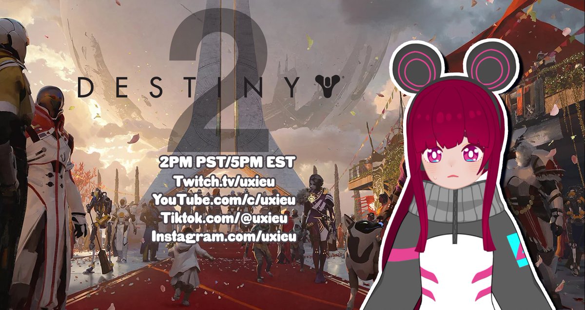 Uxieuuu's tweet photo. Sorry for the late notice I just woke up lol but I'll be live in about 15 minutes to say goodbye to Destiny 2 ever! I am very sad about it but I'm excited to see what the last update offers :(

⏰2PM PST/5PM EST
🔗below! https://t.co/SYgSlE7iT4