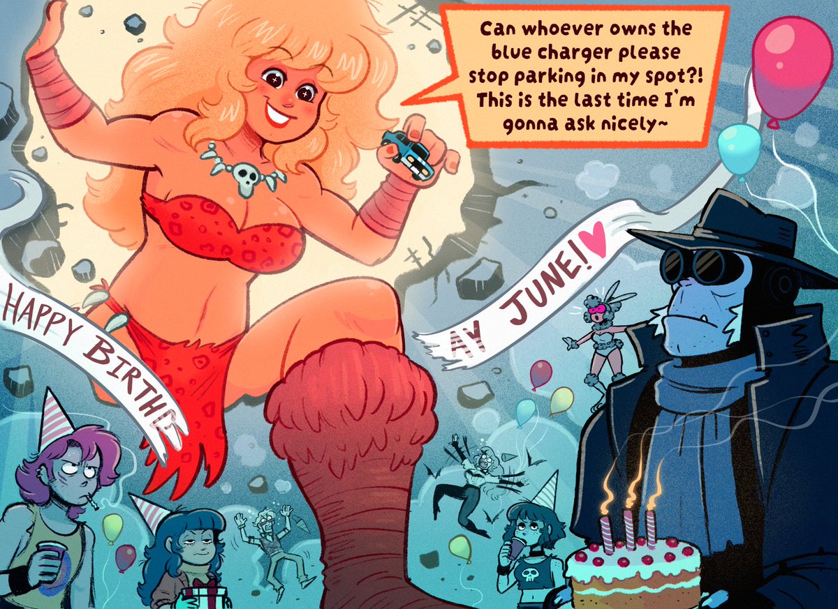 LowBudgetGhost's tweet photo. Accidentally crashing her own surprise party 🤷‍♀️🎂👹🎉 https://t.co/Jp4HEApTpX
