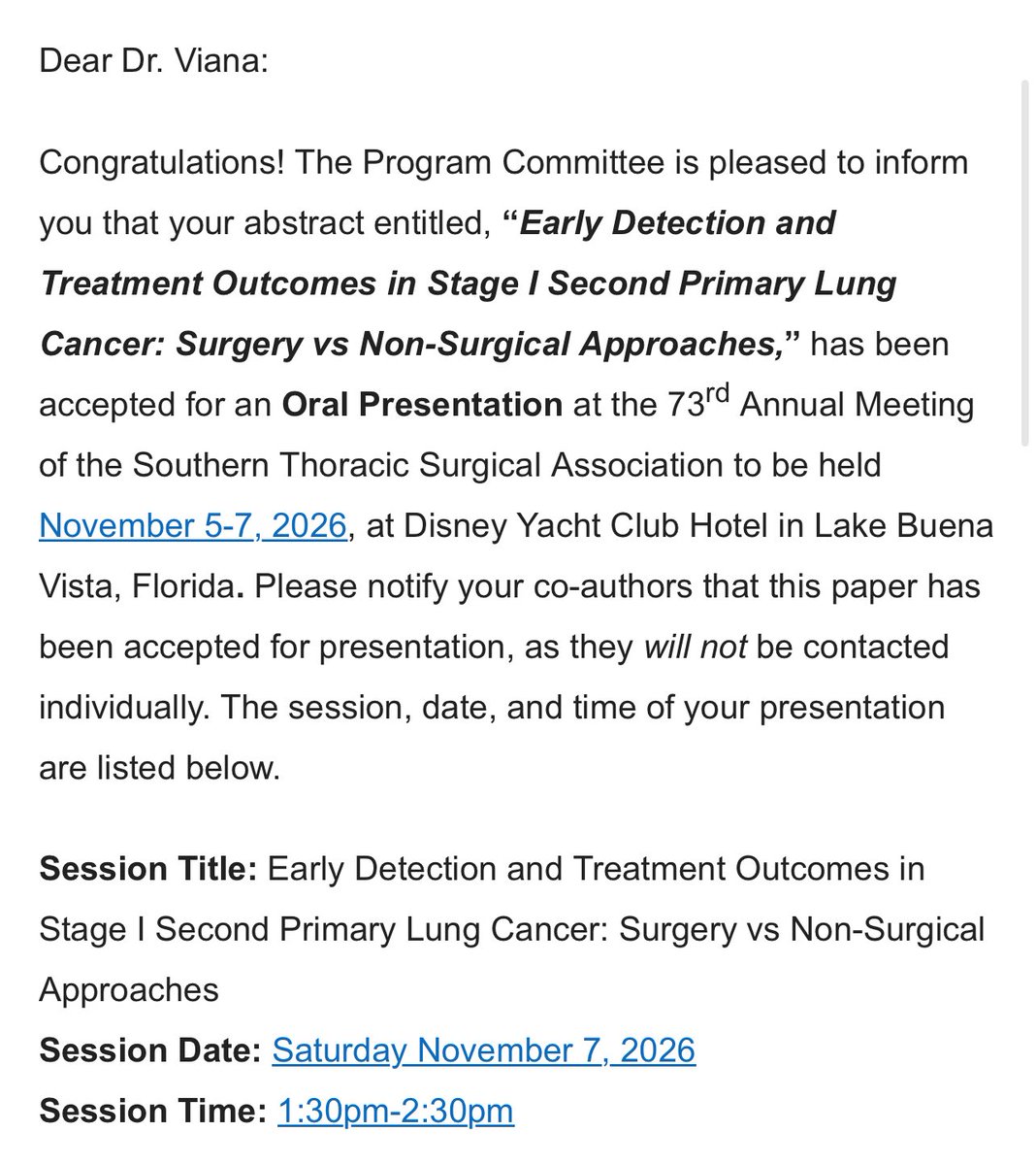 Sofia_WViana's tweet photo. Happy to be attending the #STSA Annual Meeting for the first time and presenting two oral presentations 🫁
@stsa1954 

Thanks @rvanharen and @amr0wafi for all the support and mentorship!

@UCMCCTS 
#STSA2026 #MedTwitter #ThoracicSurgery https://t.co/eHBOICLUjn