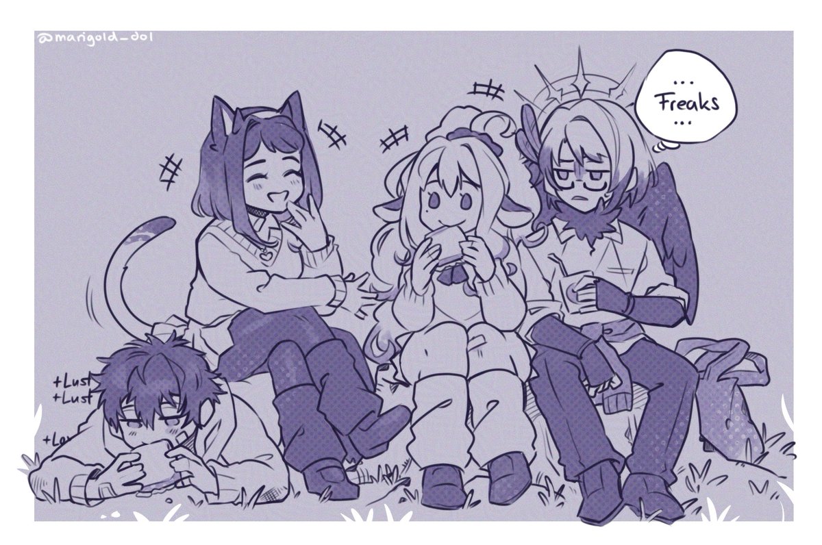Marigold_dol's tweet photo. School lunch in the backyard with the freaks.
Kylar, PC Mari, Friends PC Cami, and PC Alcy.

#DoL #DegreesofLewdityPC #DoLPC https://t.co/BOU3njMiKh