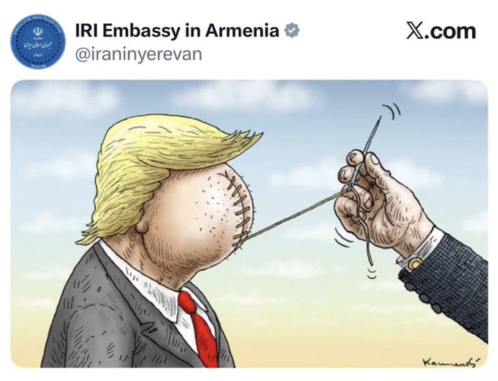 __Injaneb96's tweet photo. The official X account of the Islamic Republic’s Embassy in Armenia is mocking President Trump.​​​​​​​​​​​​​​​​​​​​​​​​​​​​​​​​​​​​​​​​​​​​​​​​​​

@POTUS https://t.co/fi8WGyVldJ