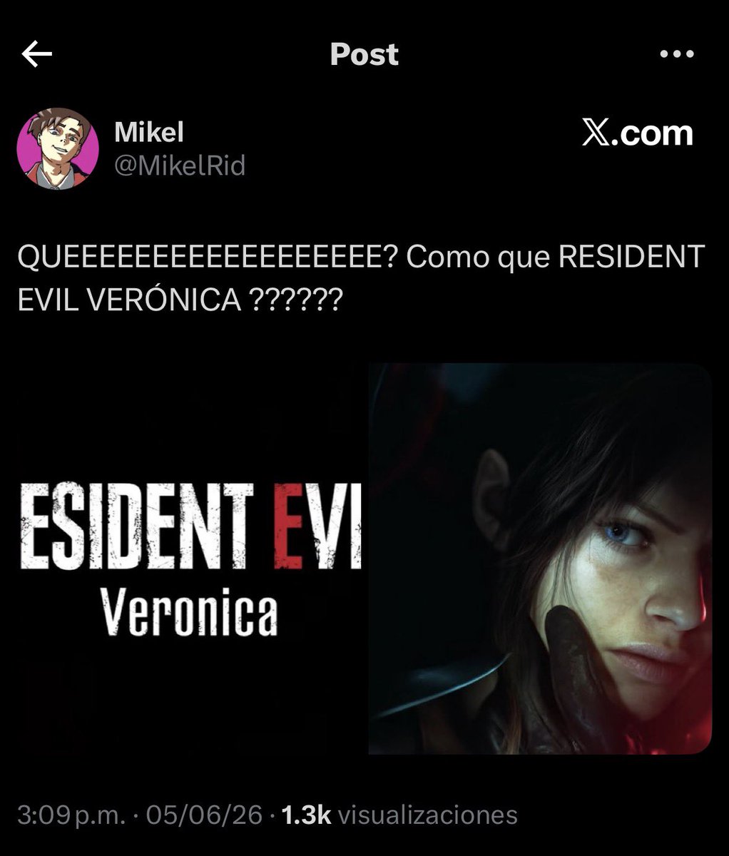 Luis_CrRs's tweet photo. @MikelRid No se, tu dime, ¿es emocionante otro remake de un Resident Evil? El remake que te refieres es mas un remaster, cambiaron gráficos más que nada. https://t.co/qf9gahKUK1